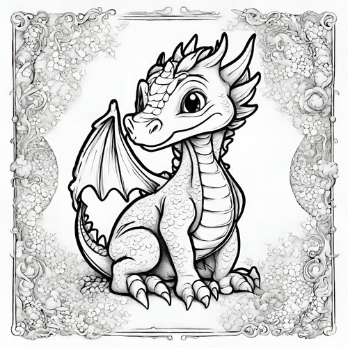 Adorable Dragons and Unicorns Coloring Book + 20 Kawaii Cards